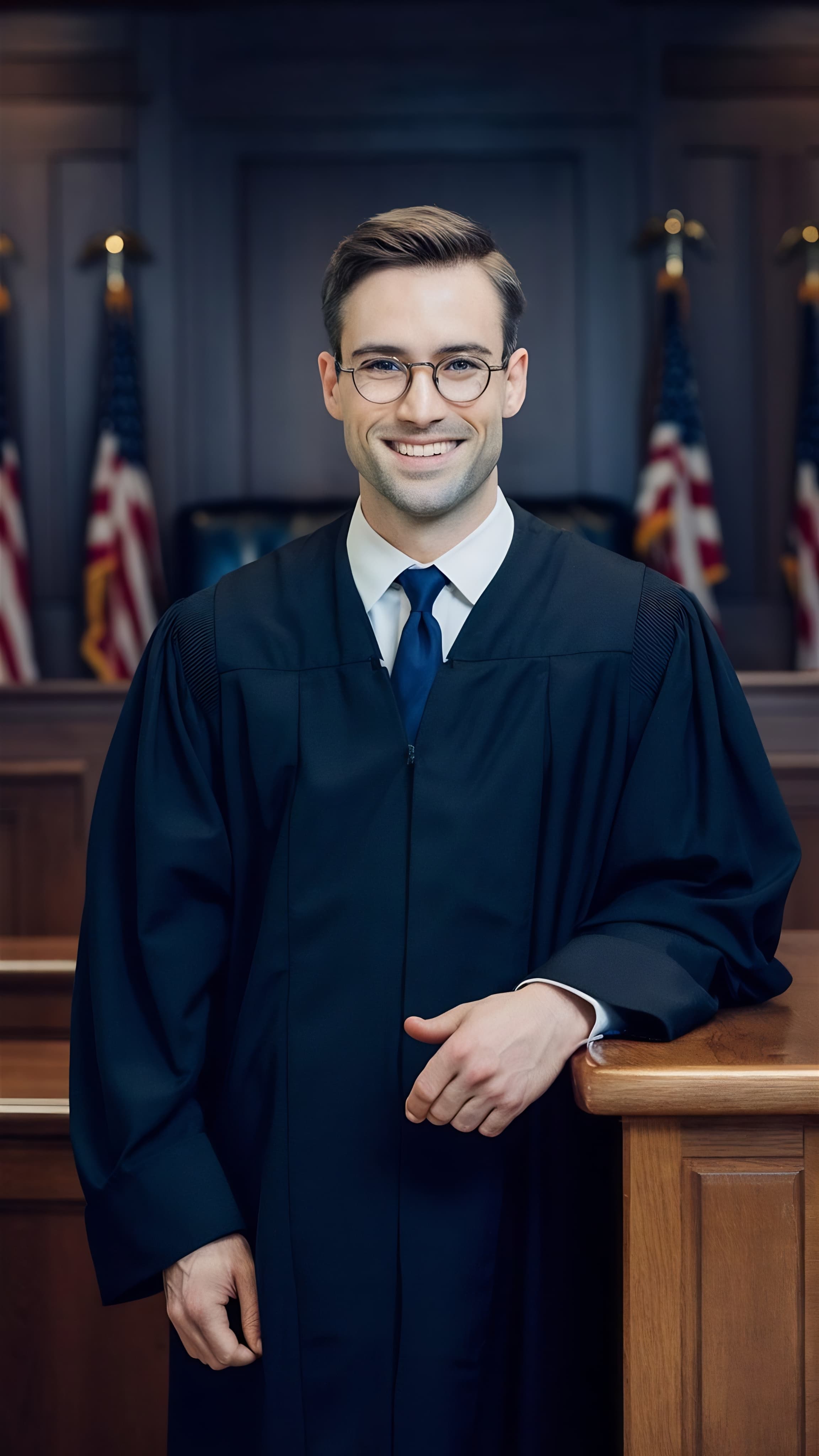 Professional man in suit speaking at podium